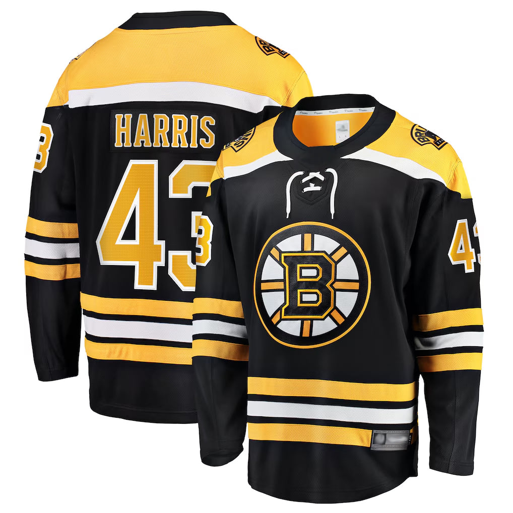 Custom #43 Black BOS Hockey Shirt Top