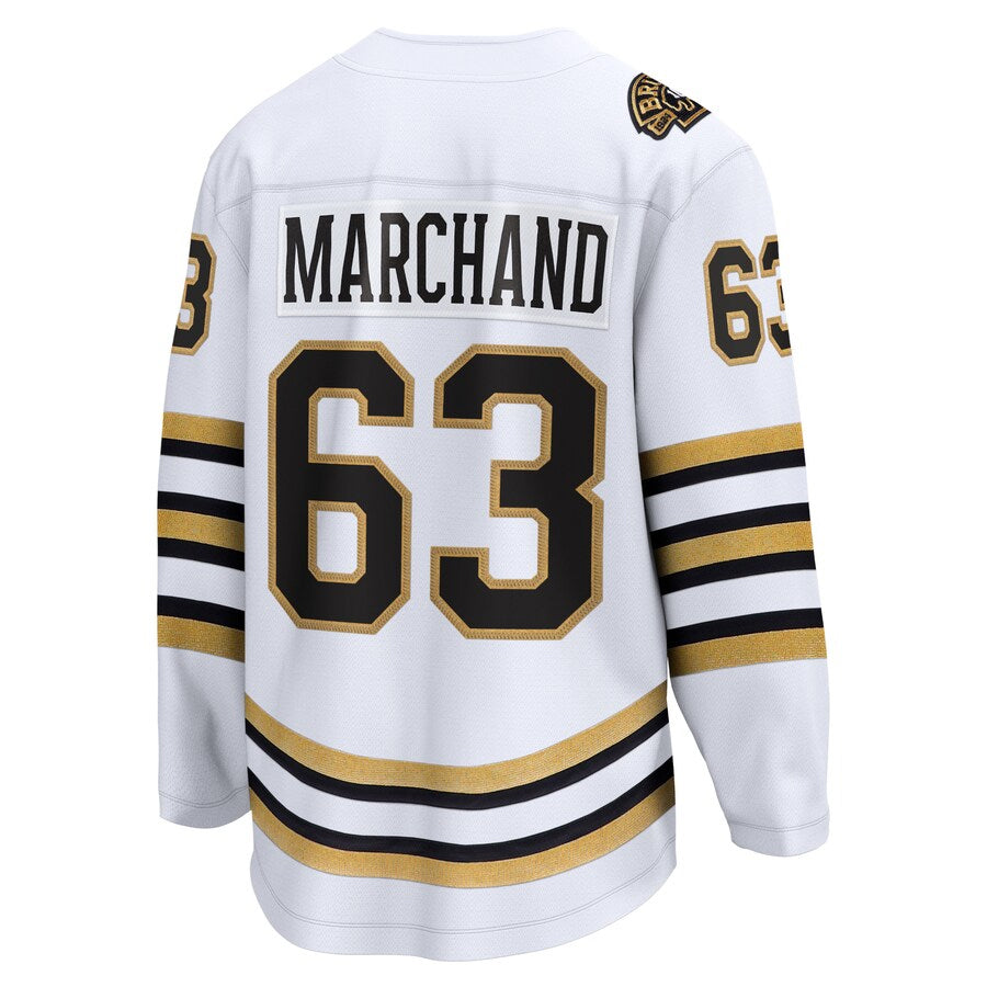 Custom #63 White BOS Hockey Shirt Top