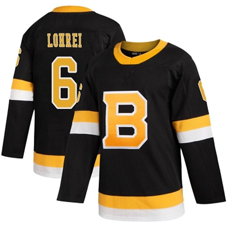 Custom #6 Black BOS Hockey Shirt Top
