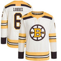 Custom #6 Cream BOS Hockey Shirt Top