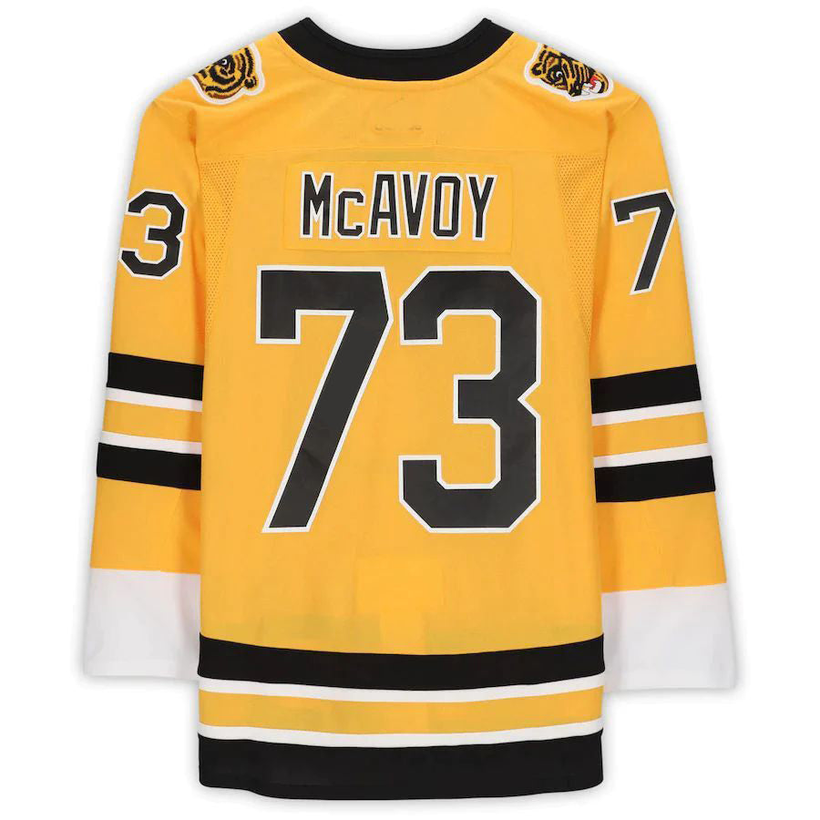 Custom #73 Gold Retro BOS Hockey Shirt Top
