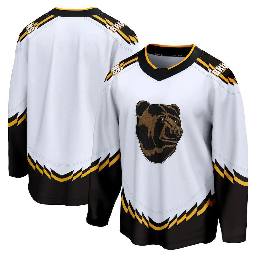 Custom #0 White BOS Hockey Shirt Top