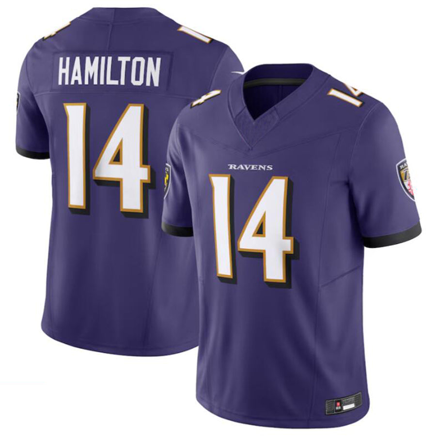 Custom #14 Purple BAL Football Shirt Top