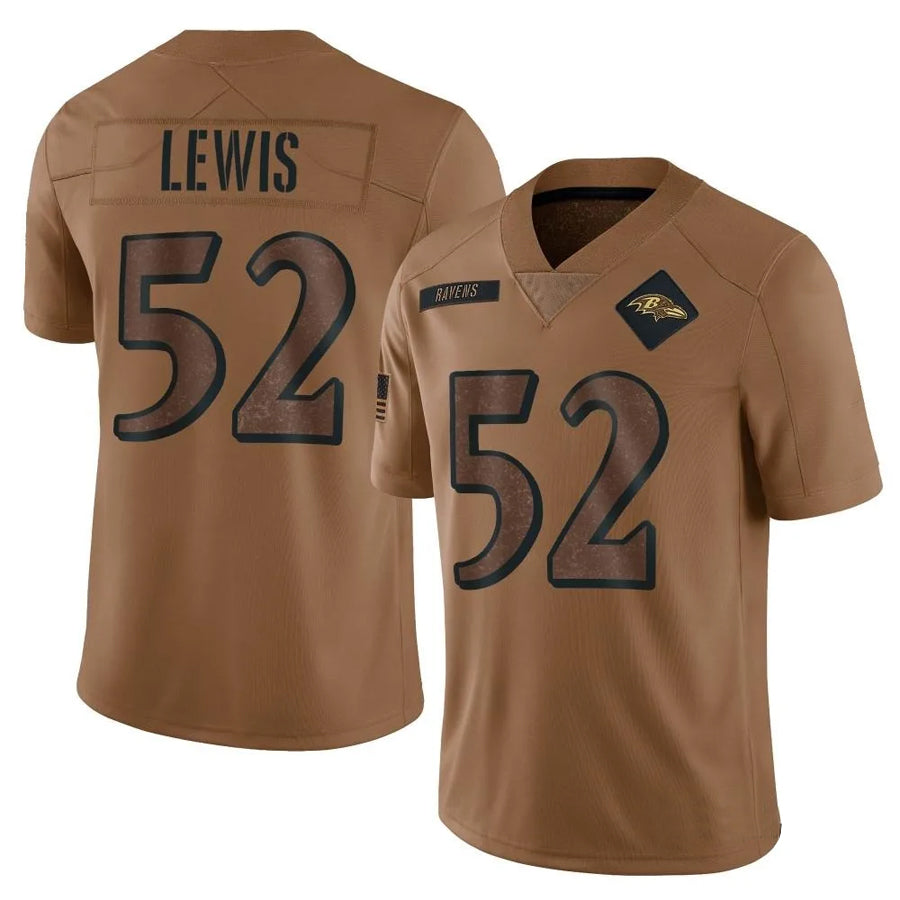 B.Ravens #52 Ray Lewis Player Brown Salute To Service Limited Football Jerseys