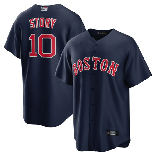 Custom #10 Navy BOS Baseball Shirt Top