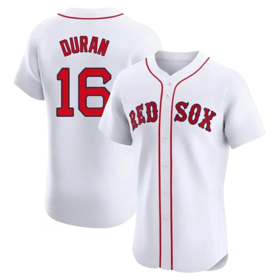 Custom #16 White BOS Baseball Shirt Top