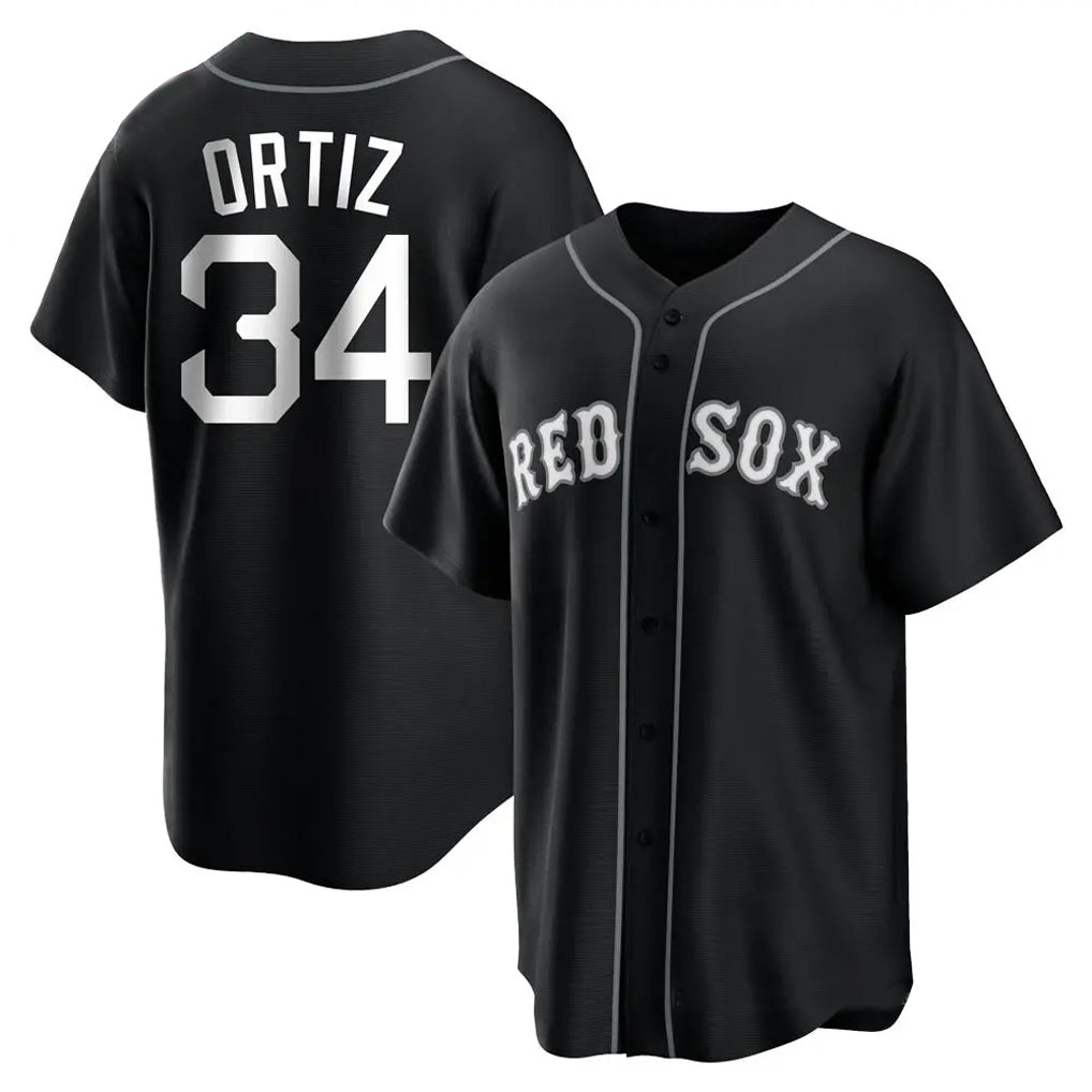 Custom #34 Black BOS Baseball Shirt Top
