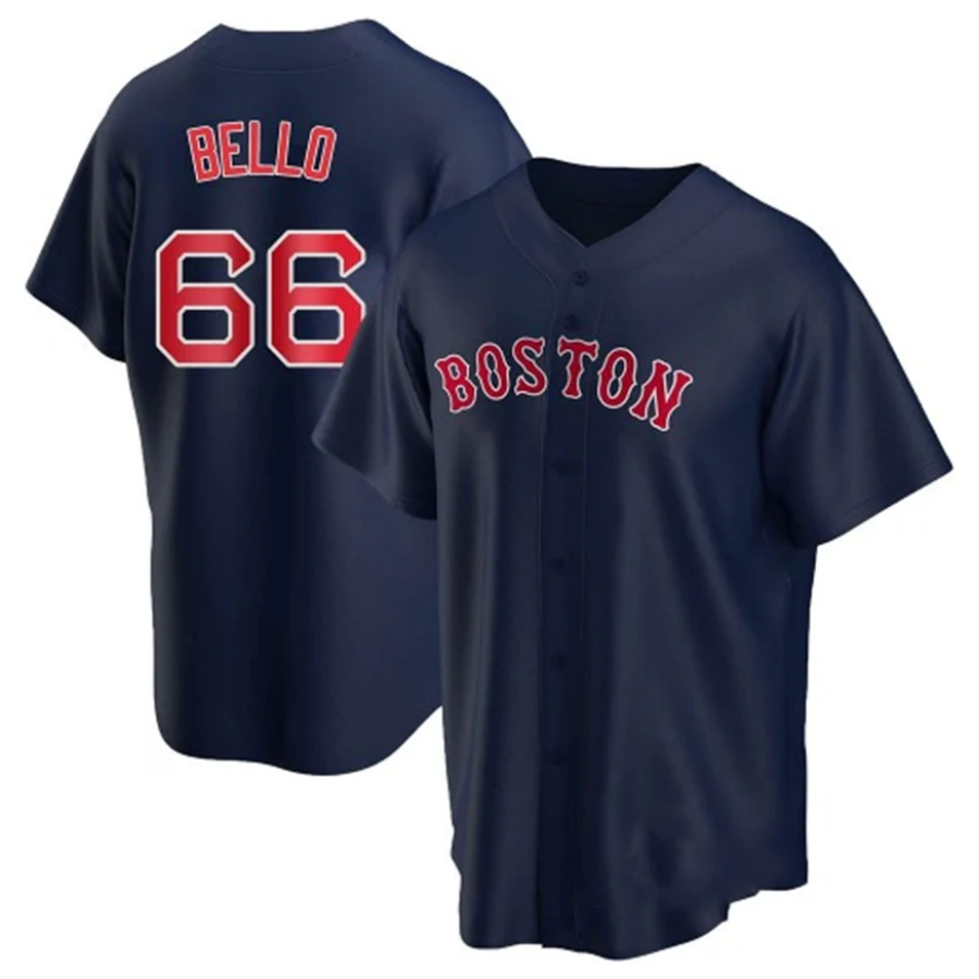 Custom #66 Navy BOS Baseball Shirt Top