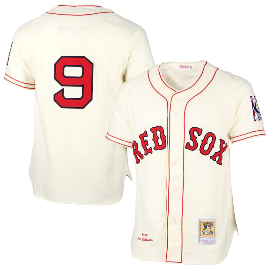 Custom #9 Cream 1939 BOS Baseball Shirt Top