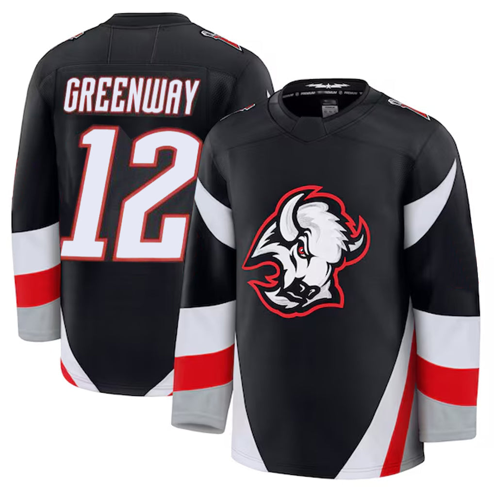 Custom #12 Black BUF Hockey Shirt Top