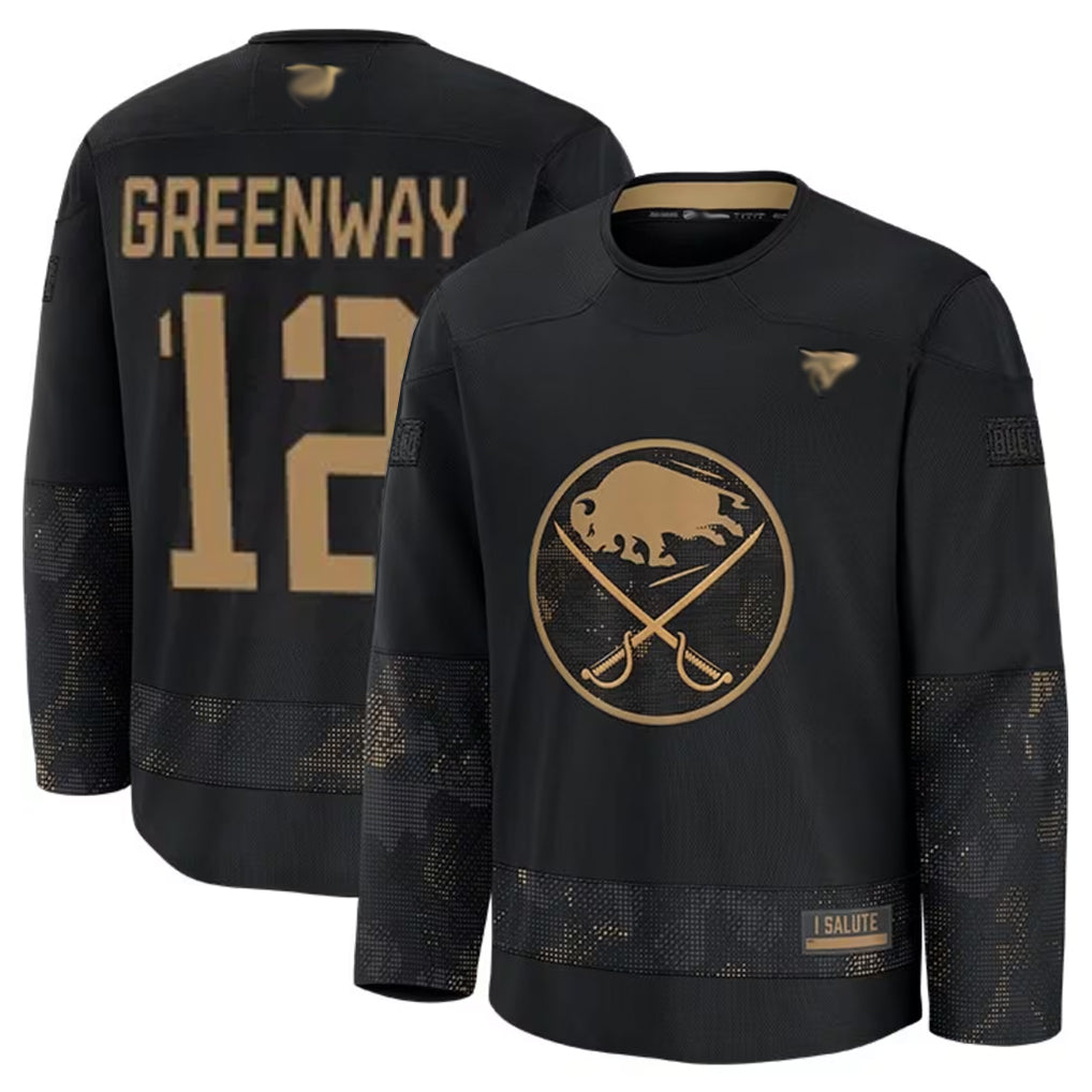Custom #12 Black BUF Hockey Shirt Top