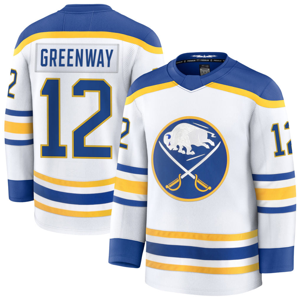 Custom #12 White BUF Hockey Shirt Top