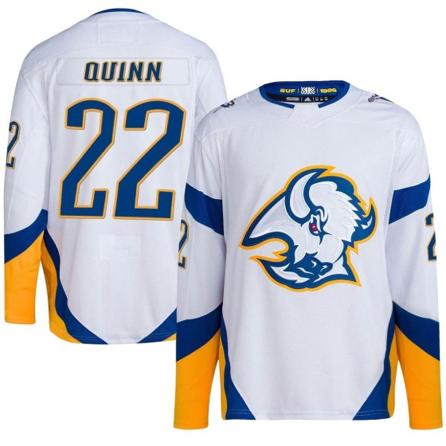 Custom #22 White Retro BUF Hockey Shirt Top