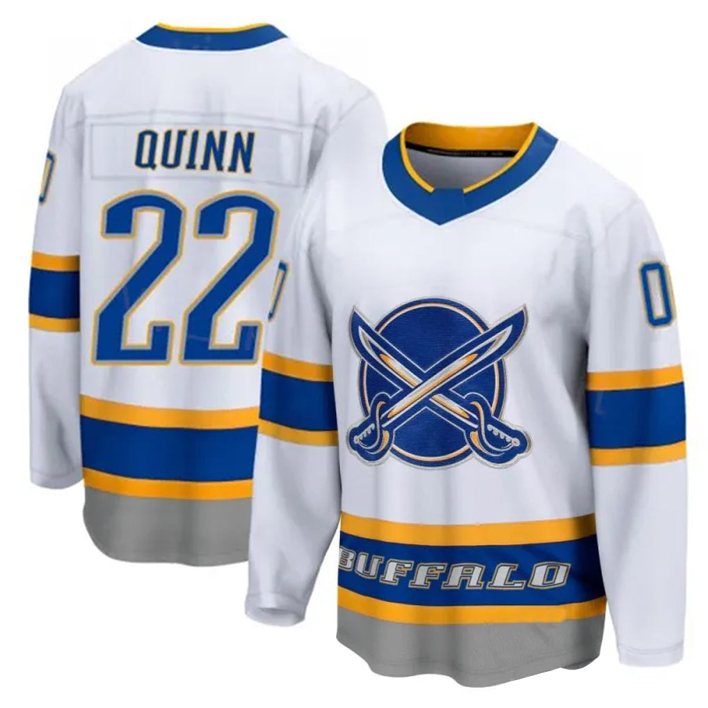 Custom #22 White BUF Hockey Shirt Top