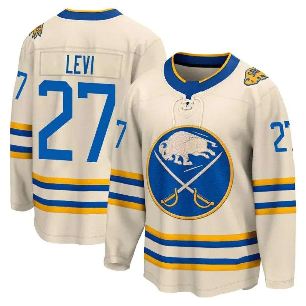 Custom #27 Cream BUF Hockey Shirt Top