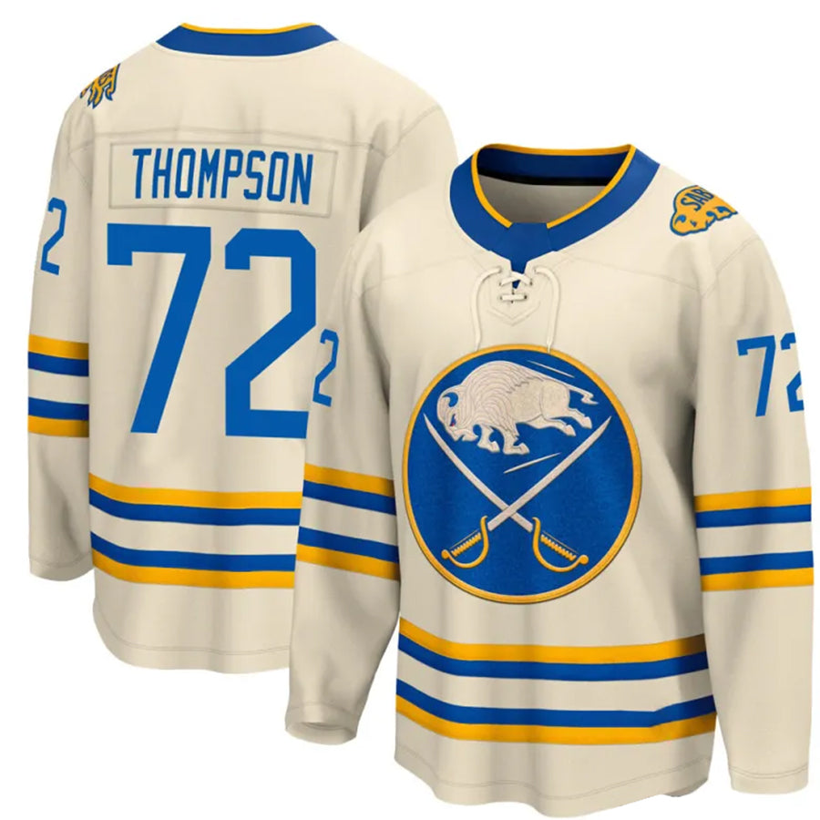 Custom #72 Cream BUF Hockey Shirt Top