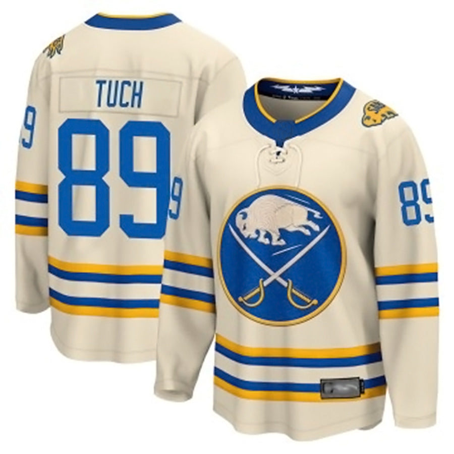 Custom #89 Cream BUF Hockey Shirt Top