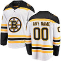 Custom B.Bruins Supporters Branded Away Breakaway Jersey White Stitched American Hockey Jerseys