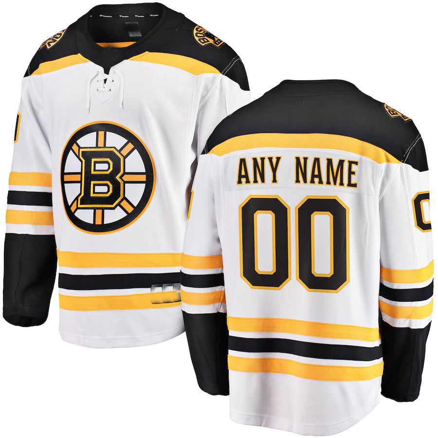 Custom B.Bruins Supporters Branded Away Breakaway Jersey White Stitched American Hockey Jerseys