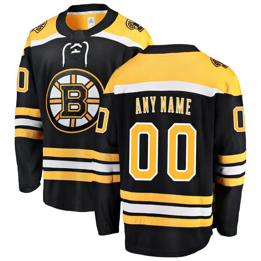 Custom B.Bruins Supporters Branded Home Breakaway Jersey Black Stitched American Hockey Jerseys