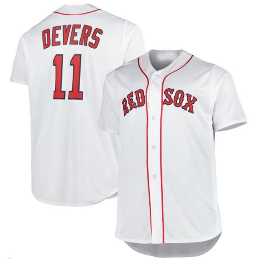 Custom #11 White BOS Baseball Shirt Top