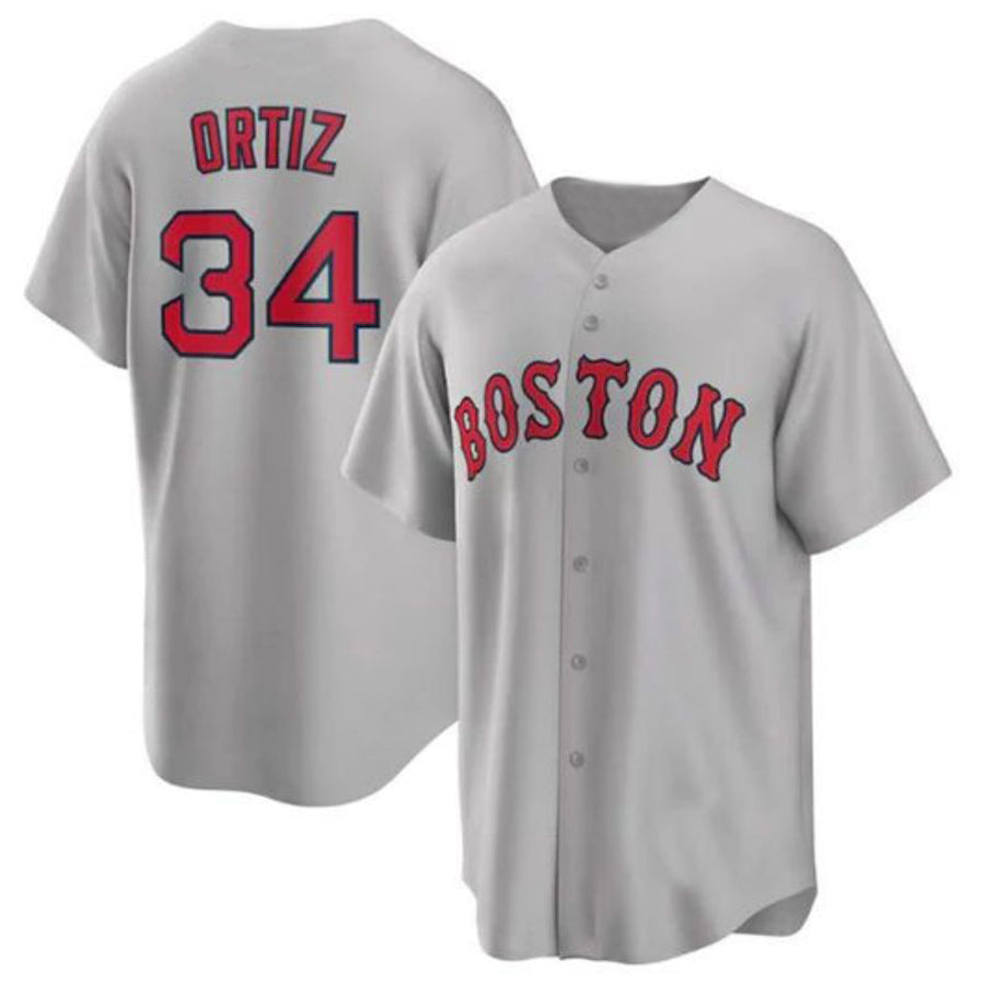 Custom #34 Gray BOS Baseball Shirt Top