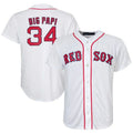 Custom #34 White BOS Baseball Shirt Top