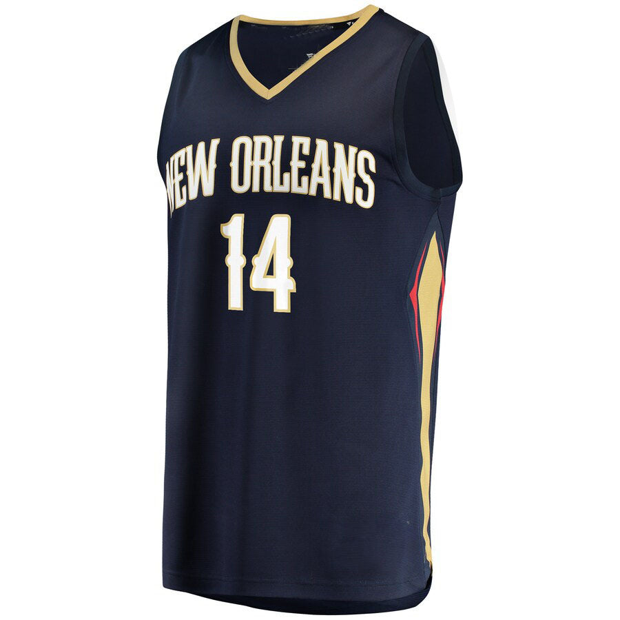 NO.Pelicans #14 Brandon Ingram Supporters Branded  Fast Break Replica Jersey Navy Icon Edition Stitched American Basketball Jersey
