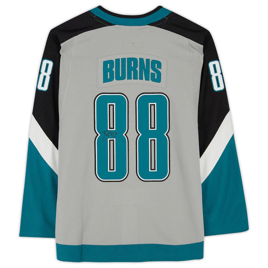 SJ.Sharks #88 Brent Burns Supporters Authentic Autographed 2020-21 Reverse Retro Stitched American Hockey Jerseys