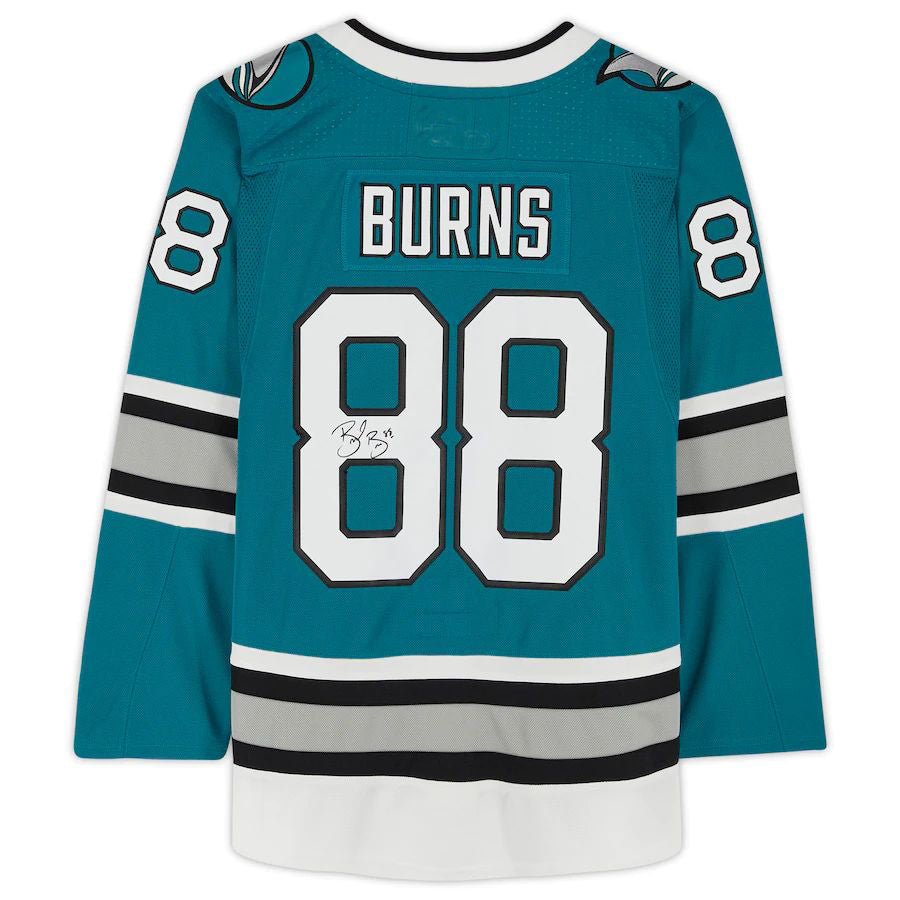 SJ.Sharks #88 Brent Burns Supporters Authentic Autographed 30th Anniversary Season Authentic Jersey Teal Stitched American Hockey Jerseys