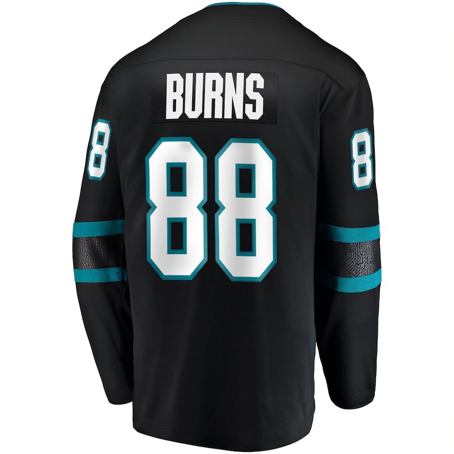 SJ.Sharks #88 Brent Burns Supporters Branded Alternate Breakaway Player Jersey Black Stitched American Hockey Jerseys