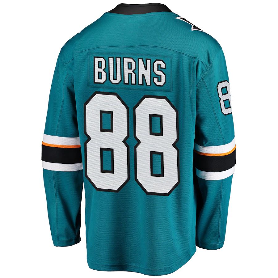 SJ.Sharks #88 Brent Burns Supporters Branded Breakaway Player Jersey Teal Stitched American Hockey Jerseys