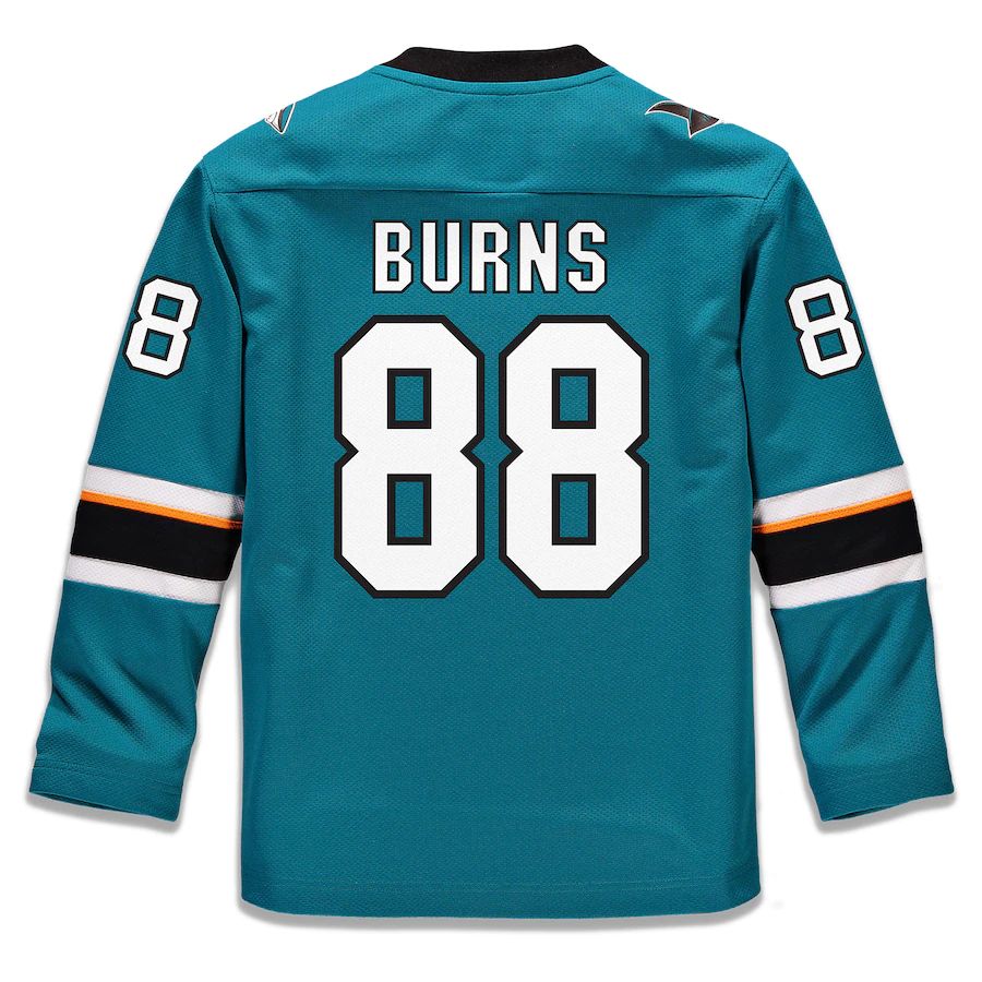 SJ.Sharks #88 Brent Burns Supporters Branded Replica Player Jersey  Teal Stitched American Hockey Jerseys