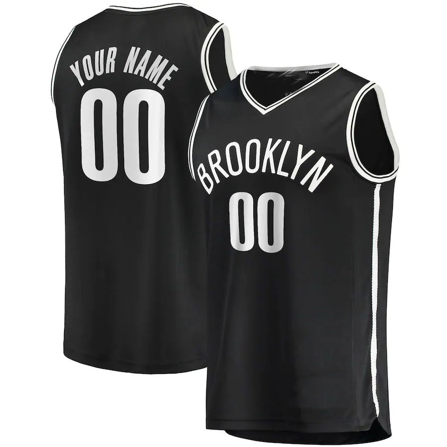 Custom B.Nets Supporters Branded Fast Break Replica Jersey Black Icon Edition American Stitched Basketball Jersey
