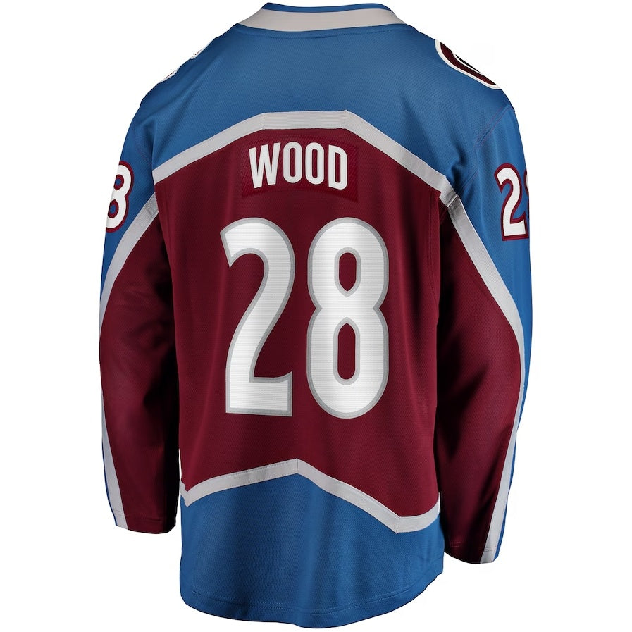 C.Avalanche #28 Miles Wood Supporters Home Breakaway Jersey - Maroon Stitched American Hockey Jerseys