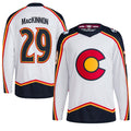 Custom #29 White Retro COL Hockey Shirt Top
