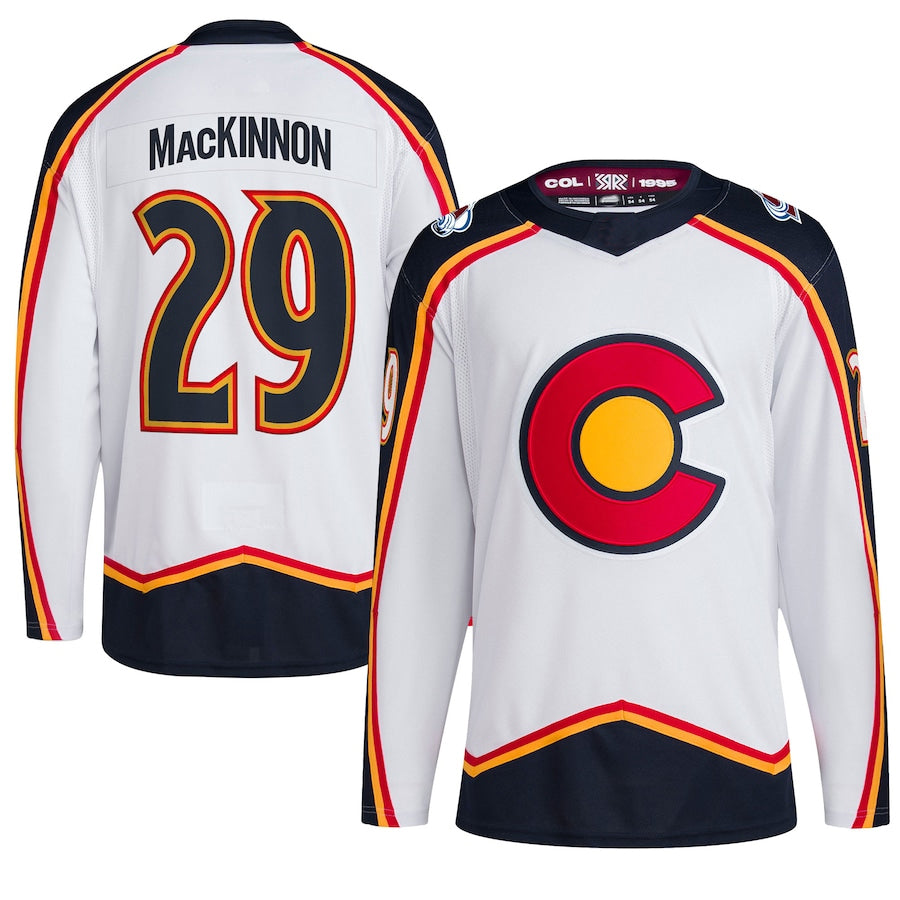 Custom #29 White Retro COL Hockey Shirt Top