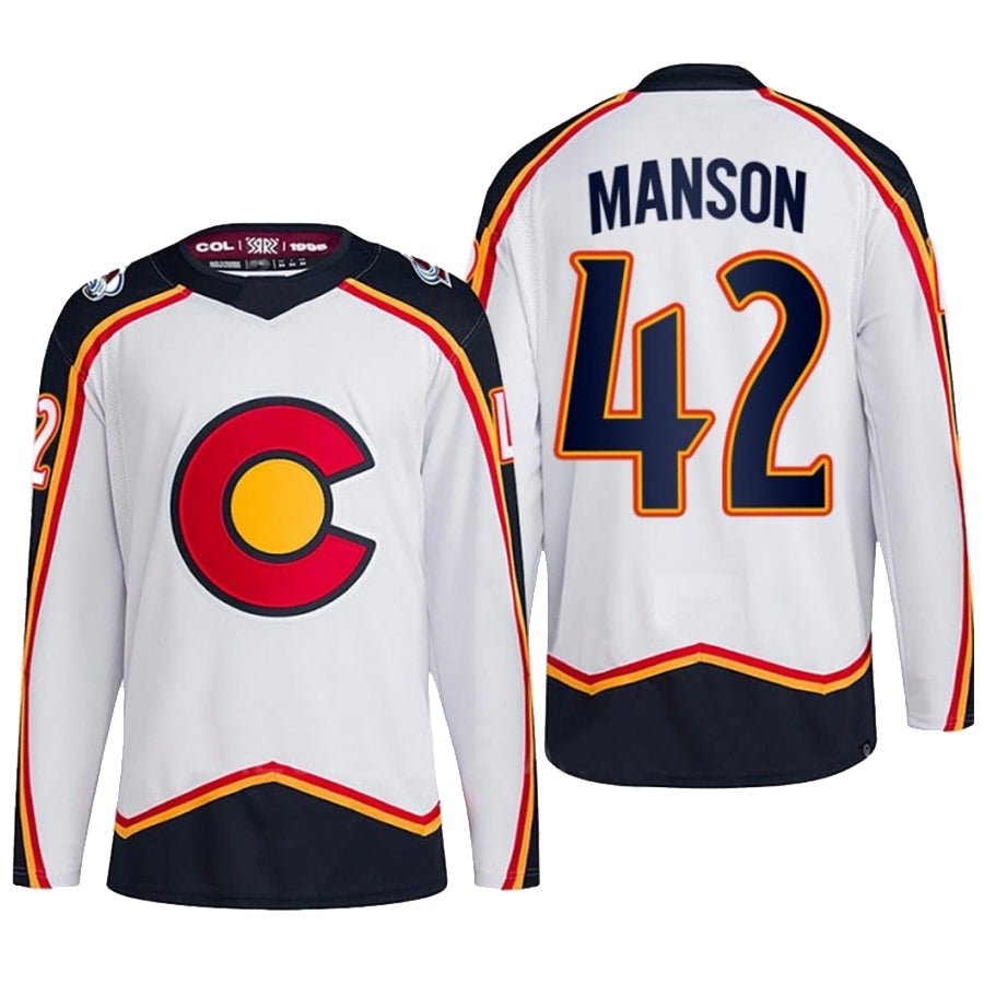 Custom #42 White Retro COL Hockey Shirt Top