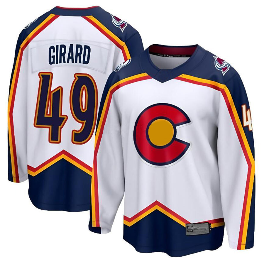 Custom #49 White Retro COL Hockey Shirt Top