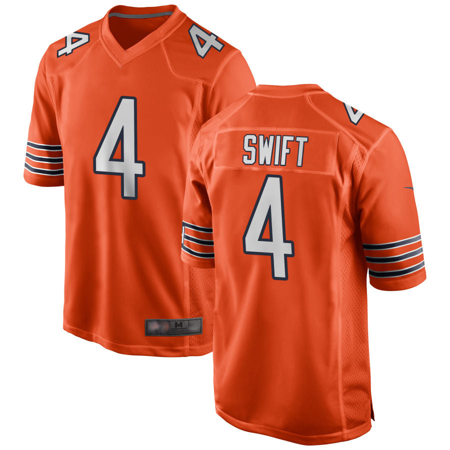 Custom #4 Orange CHI Football Shirt Top