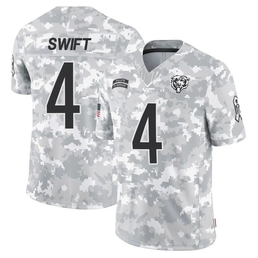 Custom #4 White CHI Football Shirt Top