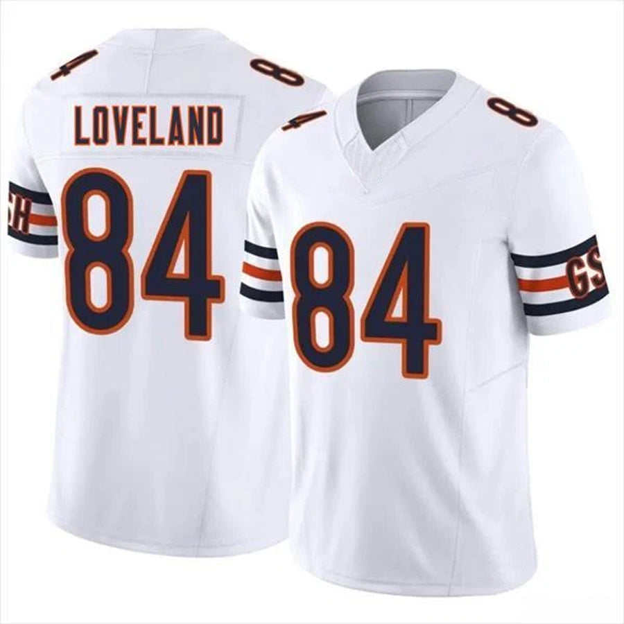 Custom #84 White CHI Football Shirt Top
