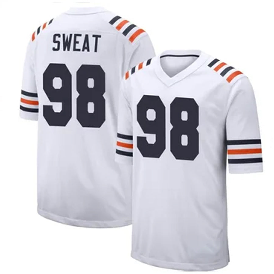 Custom #98 White CHI Football Shirt Top