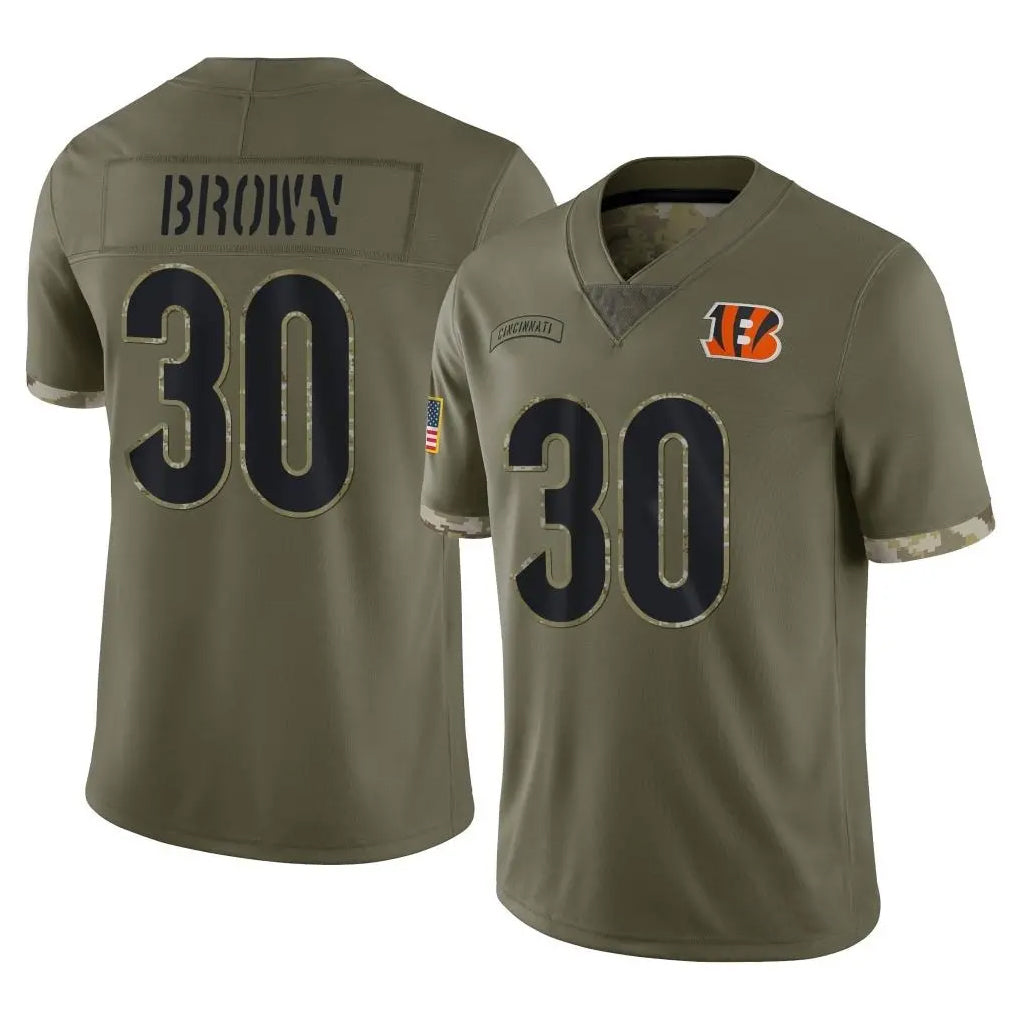 Custom #30 Brown CIN Football Shirt Top