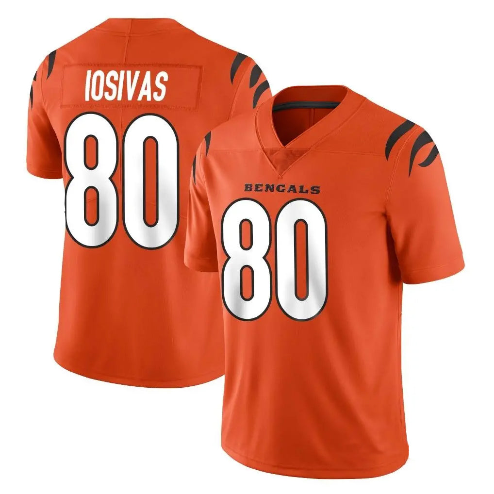 Custom #80 Orange CIN Football Shirt Top