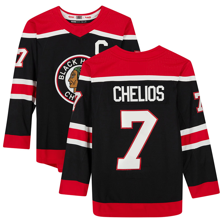 Custom #7 Black Retro CHI Hockey Shirt Top