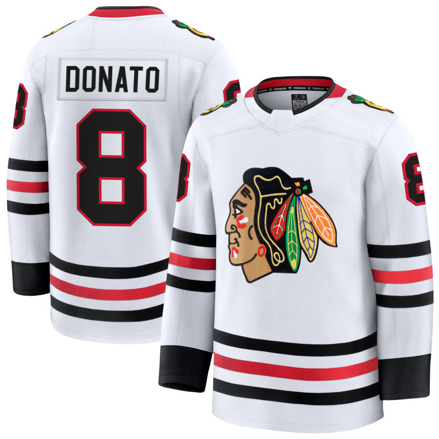 Custom #8 White CHI Hockey Shirt Top