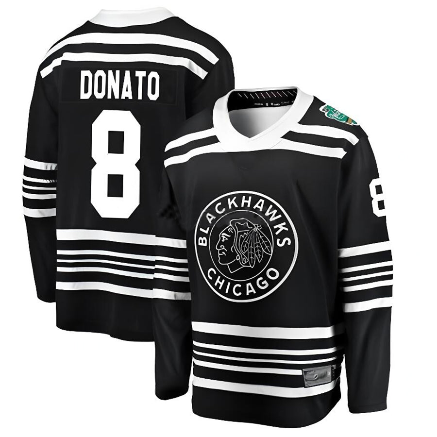 Custom #8 Black CHI Hockey Shirt Top