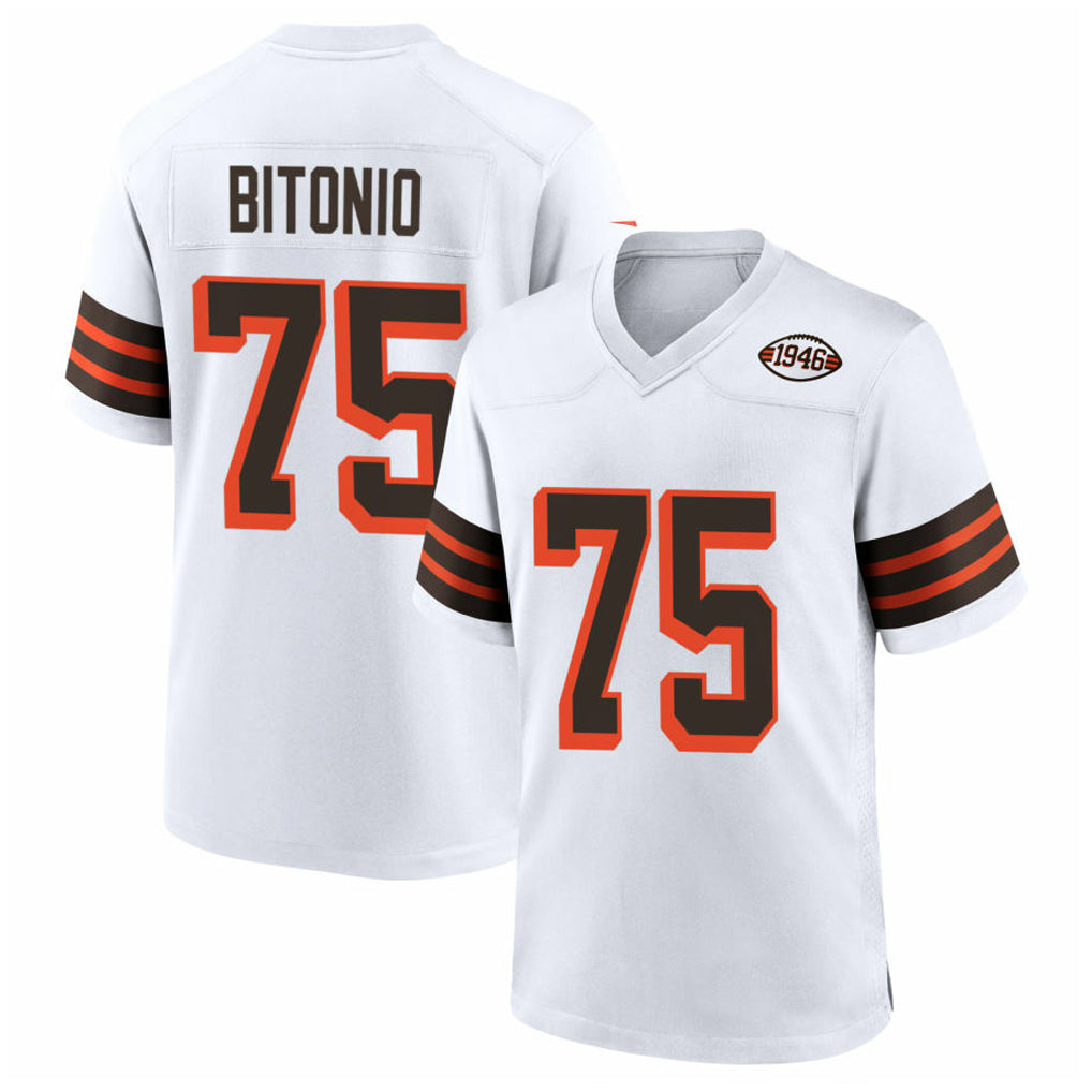 Custom #75 White CLE Football Shirt Top