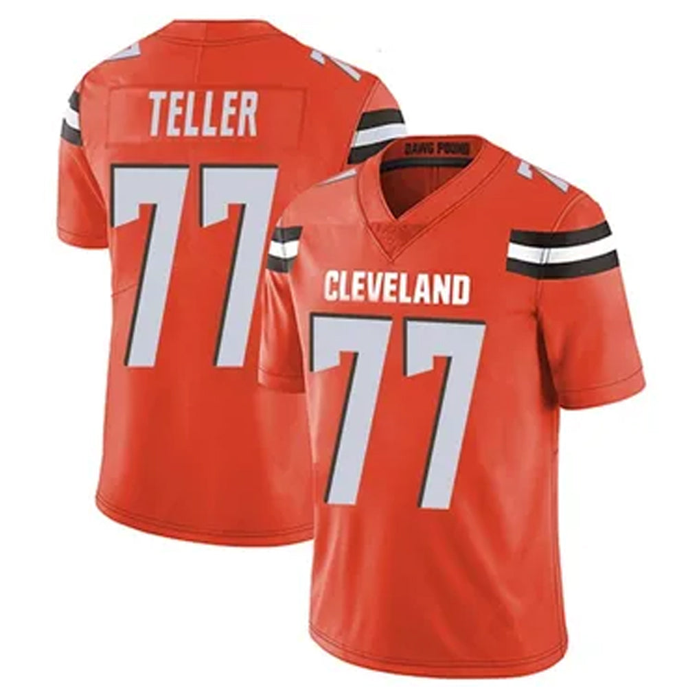 Custom #77 Orange CLE Football Shirt Top